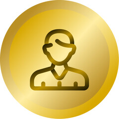 Shiny Gold Round Button With User Profile Account Vector Icon