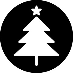 Obraz premium Fir Tree Silhouette Icon Vector Illustration in Circular Format with Geometric Monochrome Design