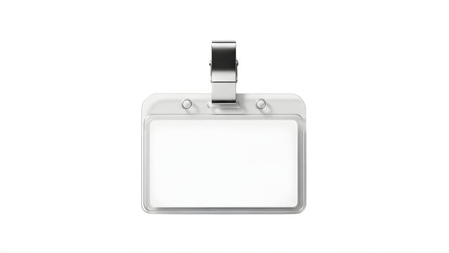 Id badge holder mockup blank plastic name tag clip lanyard template identification card design isolated on transparent background