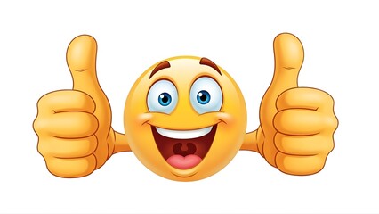 Thumbs up emoji vector illustration for approval success and positive feedback social media expression on transparent background