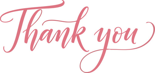 Elegant pink Thank You calligraphy on white background