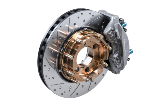 Modern Automotive Brake Disc with Silver Caliper on Transparent Background