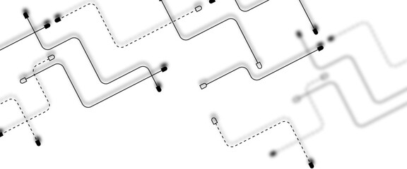Abstract black futuristic technology background. Technology background with crossed lines and dots.
