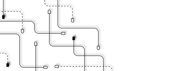 Abstract black futuristic technology background. Technology background with crossed lines and dots.