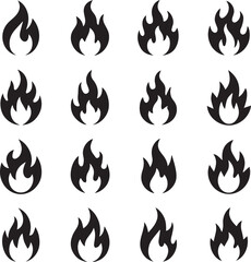 Fire Symbol Collection Minimal Line Art
