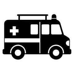 Black silhouette of an ambulance with a medical cross emblem