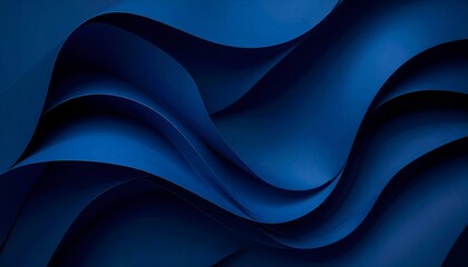 Abstract art of layered, undulating waves in shades of blue with highlights