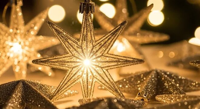 Sparkling stars decorate the christmas holidays scene.