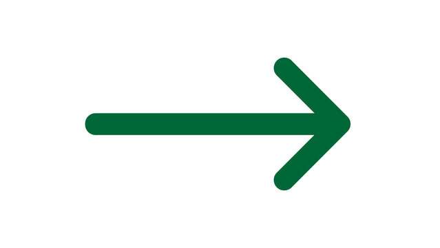 Simple green arrow pointing right against a solid black background evokes direction.