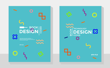 Modern Book Cover Design Memphis Style Geometric Template