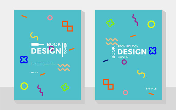 Modern Book Cover Design  Memphis Style Geometric Template