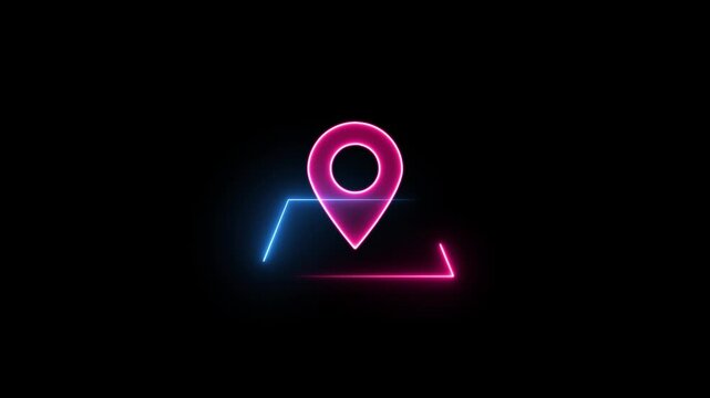 glowing line location mark. location pin icon animation. dynamic map marker line animated.
