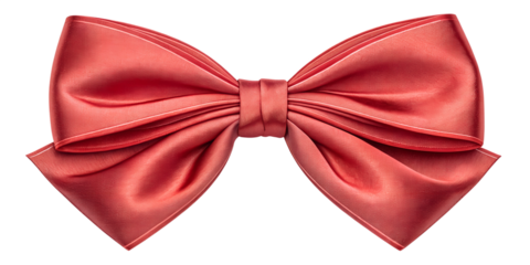 Soft puffy red satin bow with plush loops and realistic shading. Perfect for Christmas compositions, greeting cards, and premium packaging.