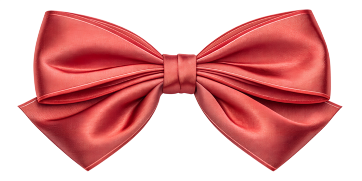 Soft puffy red satin bow with plush loops and realistic shading. Perfect for Christmas compositions, greeting cards, and premium packaging.