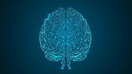 Abstract visualization of a digital brain with glowing interconnected nodes and circuits, symbolizing artificial intelligence, deep learning, and futuristic technological innovation - Powered by Adobe