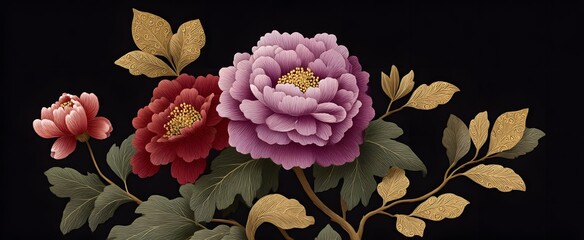 Fototapeta premium Intricate floral patterns embody the spirit of asian nature-inspired design.