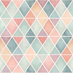 Seamless Pastel Watercolor Triangle Pattern With Soft Texture and Muted Geometric Background