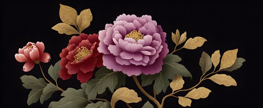 Fototapeta Intricate floral patterns embody the spirit of asian nature-inspired design.