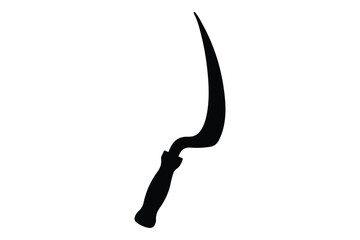 Grass sickle silhouette vector, sickle tool black silhouette