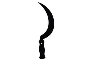 Grass sickle silhouette vector, sickle tool black silhouette