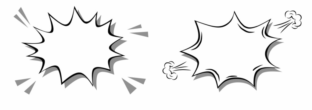 Bold comic speech burst shapes for expressive messages, retro pop-art effects, and dynamic comic-style designs on a clean background.