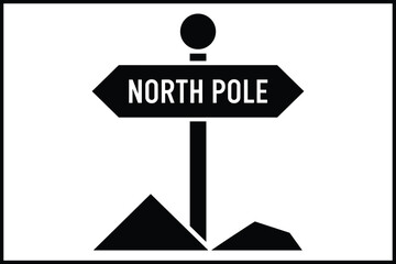 North pole direction signpost simple flat icon vector graphic isolated on white background, Vector