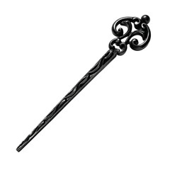 Elegant black hair stick isolated on transparent background, a decorative accessory for styling hair
