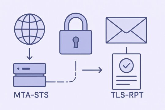 Advanced Email Security Protocols Illustrated Through MTA STS and TLS RPT Representing Digital Privacy and Data Integrity Concepts captured with clarity