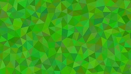 An abstract geometric background with a mosaic of green triangles creating a vibrant and textured pattern, ideal for modern designs