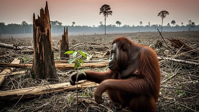 Orangutan faces deforestation crisis needing urgent conservation efforts now