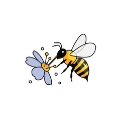 Bee collecting nectar vector icon on white background 
