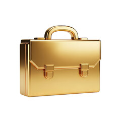 Gold briefcase with a gold handle. isolated illustration on  transparent background PNG