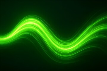 Abstract green wave light effect background with soft flowing lines