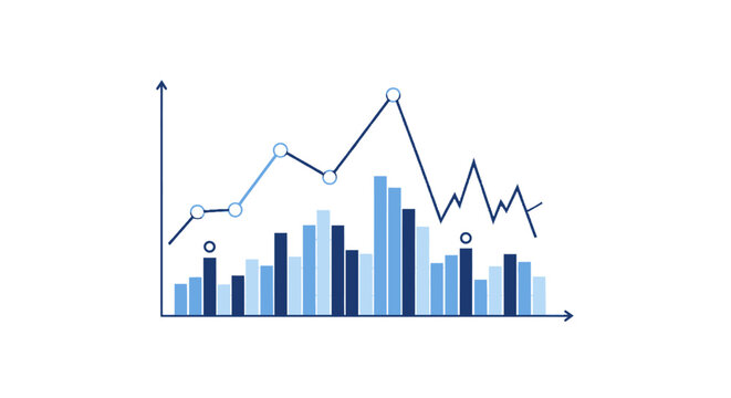 Data analysis visualization with bar graphs and line charts displaying trends and analytics