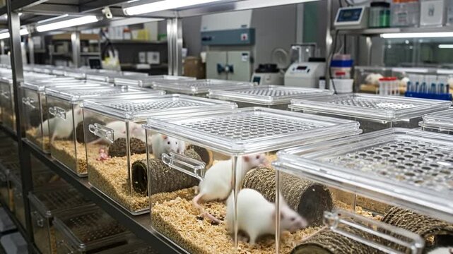 Scientific research: Laboratory mice in sterile containers for medical breakthrough
