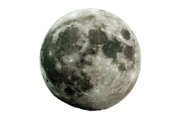 Full Moon with Detailed Surface Isolated on Transparent Background