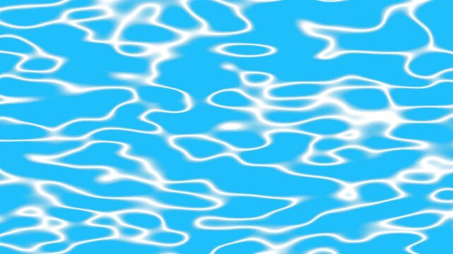 Pure blue cartoon water with light reflections and caustics on the surface. Turquoise blue anime water,
animated water flow, water splash, Sea splash of water Suitable for use in game background,