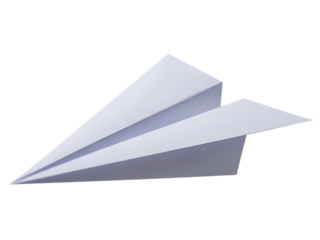 Paper airplane isolated on transparent background, a symbol of travel and freedom