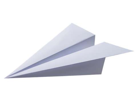 Paper airplane isolated on transparent background, a symbol of travel and freedom
