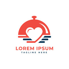 food lover logo design food heart sign modern minimal creative concept
