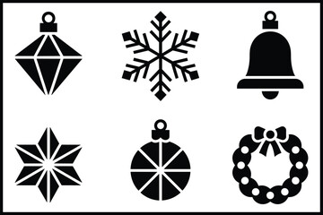 Christmas celebration festive holiday elements icon set collection isolated on white background, Vector