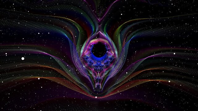Bright, intricate Mandelbrot fractal with vivid swirling colors and detailed abstract shapes.