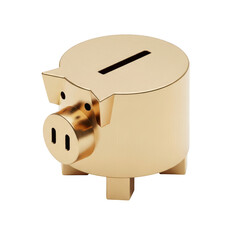 Gold piggy bank with a coin slot. isolated illustration on  transparent background PNG
