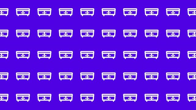 Repeating pattern stylized white logos on purple, perfect for branding, backgrounds, packaging, textiles, or digital designs with a modern aesthetic.