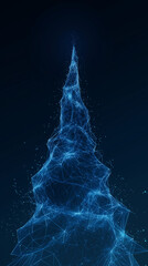 pine tree christmas new year digital low poly wireframe vertical background concept