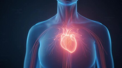 Beating Human Heart Futuristic X Ray Visualization Medical Science - Powered by Adobe