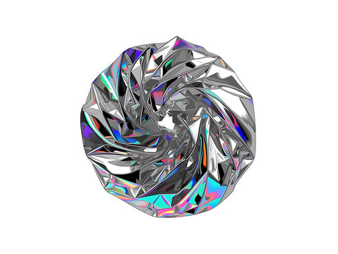 Iridescent crumpled fluid abstract form