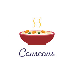 Warm Couscous Bowl  Flat Vector Food Illustration