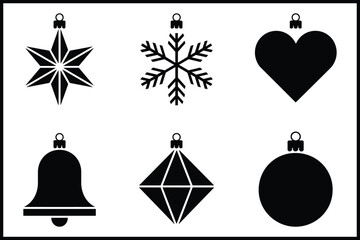 Collection of festive christmas holiday ornament vector icon set isolated on white background, Vector