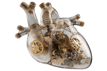 Mechanical anatomical heart with gears and metallic tubes inside